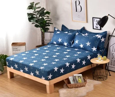 A Geometric Printed Polyester Bed Sheets and Pillowcases Set Home Bedding Linens Mattress Cover with Elastic Fitted Sheet Set - Цвет: A