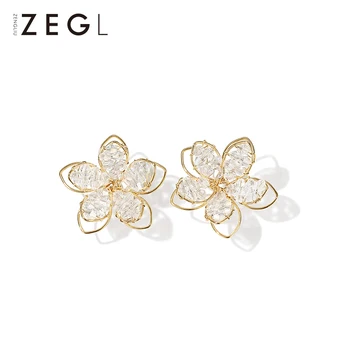 

ZengLiu 2020 flower earrings high-quality three-dimensional crystal earrings simple and cold style temperament earrings female d