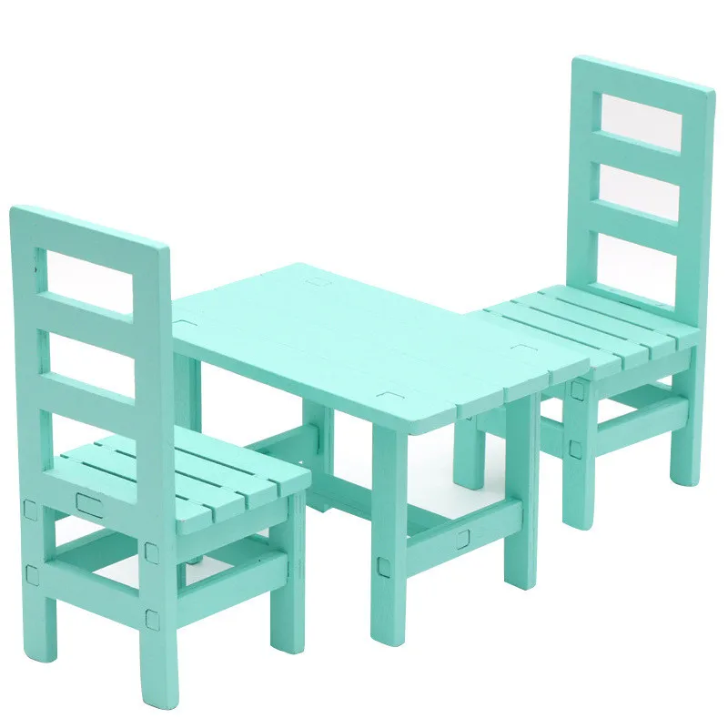 Green 1:12 моделирование кукольный домик миниатюрная мебель сцена Деревянный DIY стол стул мебель набор Дети ролевые игры игрушки W1121 - Цвет: Green