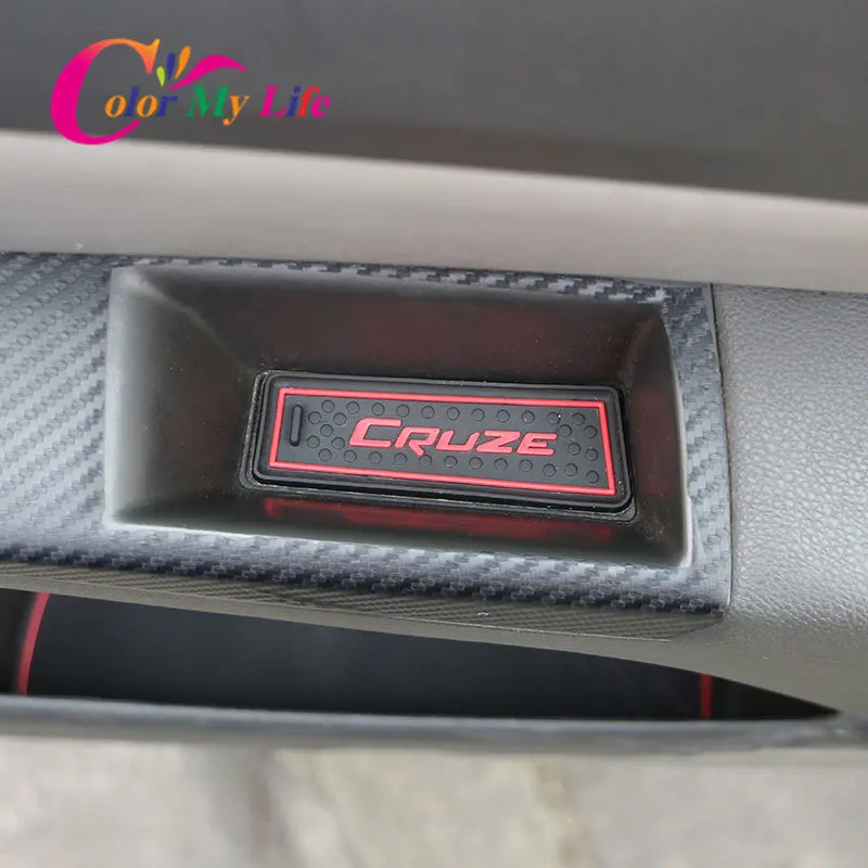 Alfombrillas acanaladas para puerta de coche para Chevrolet Cruze 2009-2015 accesorios Anti-deslizamiento estera de la taza de alfombras para agujero de Interior del coche-estilo