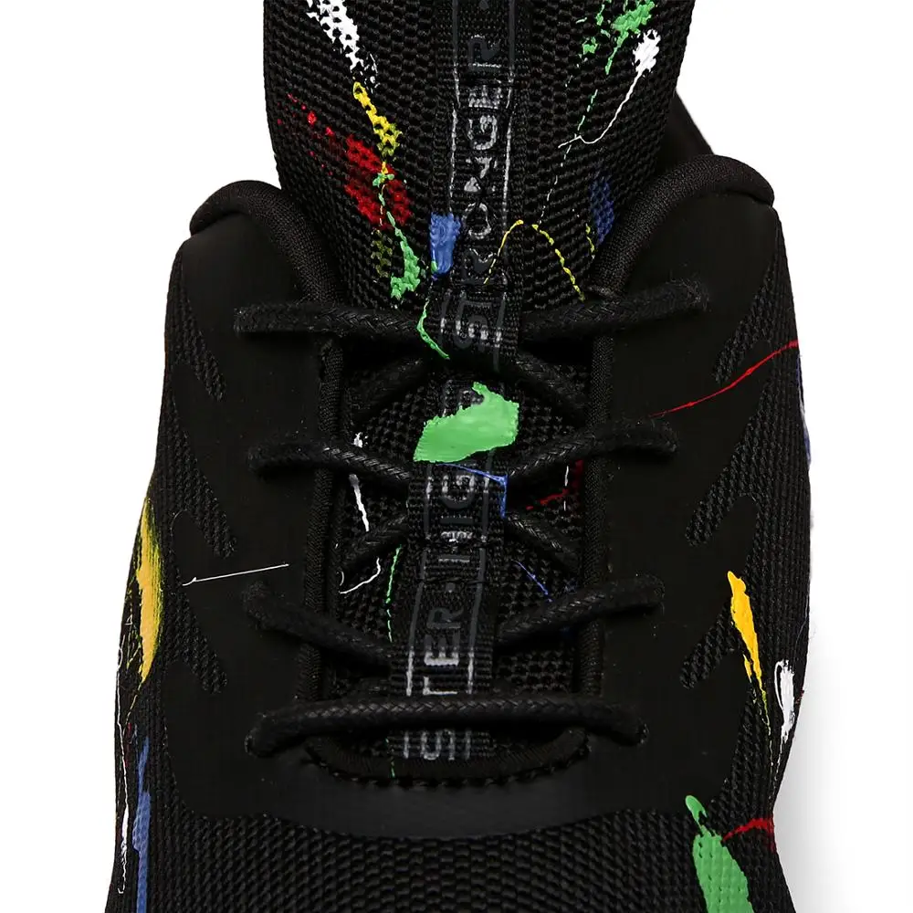 Soulsfeng Mens Running Shoes Mesh Breathable Lightweight Cushioning Training Inkjet pattern Athletic Sneakers Womens Summer