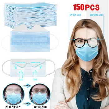 

150pcs Anti-fog Facial Masks Disposable Face Masks 3-ply Face Mask Mouth Protective Cover Sunscreen Dust-proof
