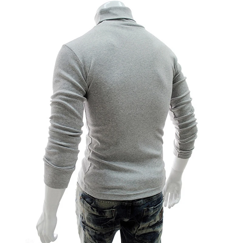 Простые мужские зимние тонкие блузки, пуловер, свитер с высоким воротом, водолазка, длинный рукав, Повседневная Осенняя рубашка, футболки и блузки, футболка