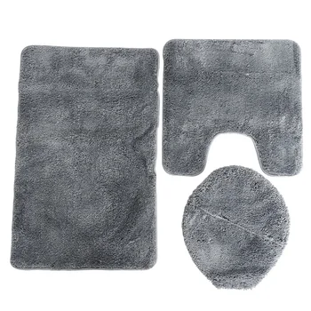 

Toilet Three-Piece Bathroom Mat Waterproof Anti-Slip Carpet Morden Plain Bathroom Carpet