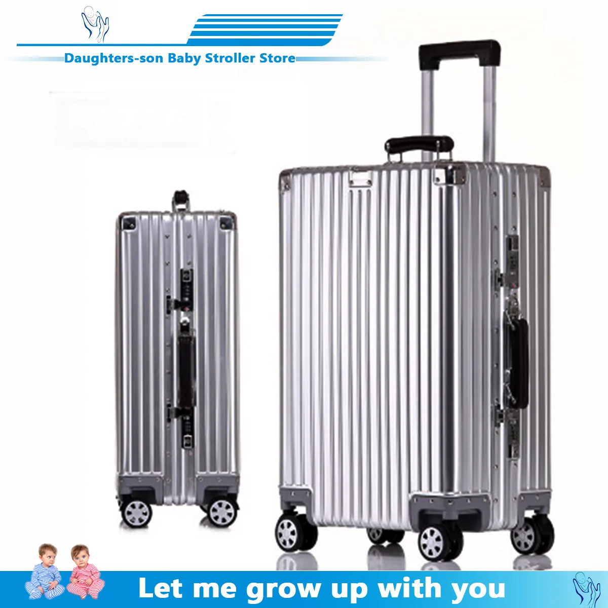 

Cheap aluminum travel suitcase 24" spinner 20" business luggage trolley case on wheel aluminum frame hardside Silent suitcase