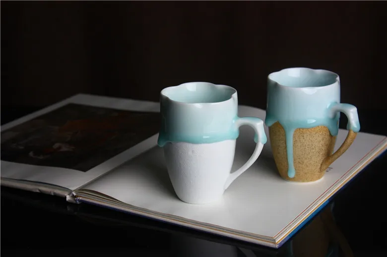 Высококачественная кофейная кружка забавная парные Чашки Керамическая Кружка с потоком керамики глазурованный чайный набор кружка для молока, для офиса дома посуда для напитков Прямая поставка
