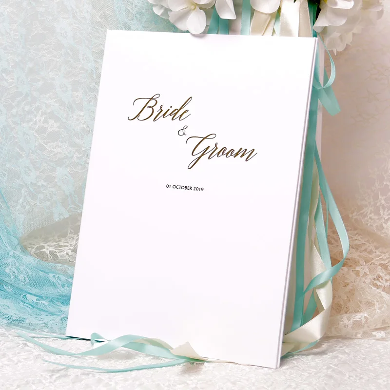 1pcs Photo Birth Signature Marriage Bridal Shower Certificate Gilding Wedding Oath Book Cover