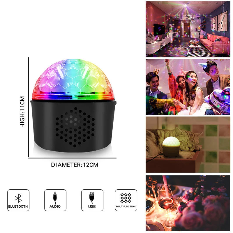 Led Bluetooth диско-шар с динамиком и портом Aux вечерние Светильник Освещение сцены Эффект диско-Свет Волшебный шар свет для дома Вечерние