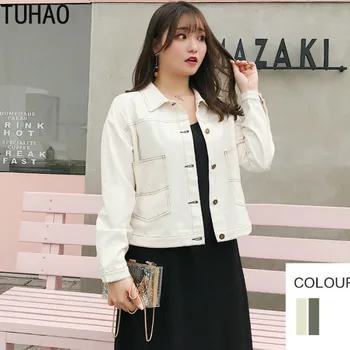 

Casual Jackets Female Spring Autumn Fake Jeans Denim Jacket for Women Long Sleeve Jackets 4XL 3XL Boyfriend Coats TA8894
