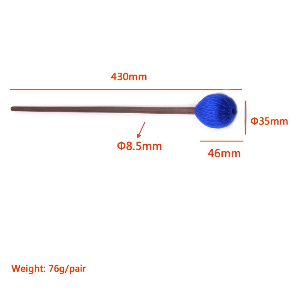 Высокое качество 1 пара средних твердых Marimba Mallets палочки венчики, Royalblue шерсть молоток голова музыкальный инструмент Аксессуары