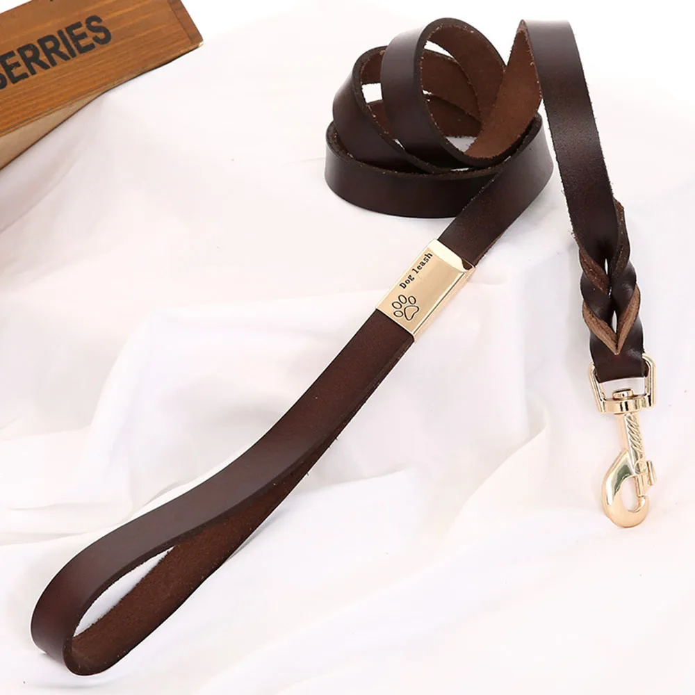 Genuine Leather Dog Leash Small Medium Large Dogs Pet Walking Leash Training Leads 120cm Length Width 1.2 / 2.0cm Black Brown