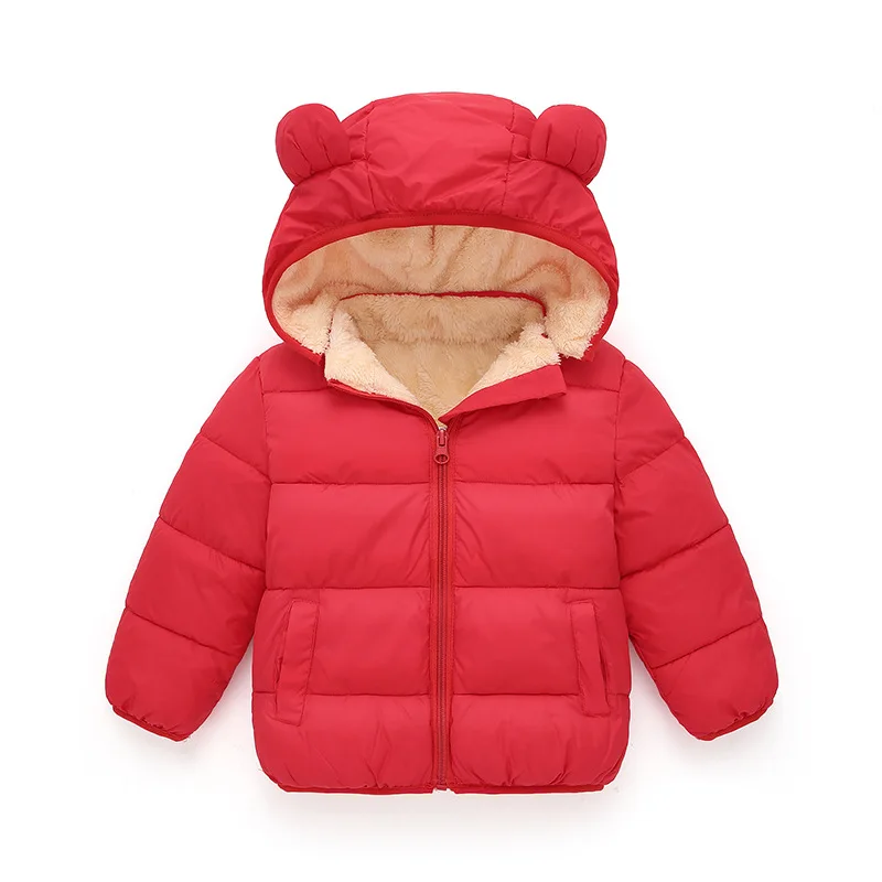 Зимние теплые куртки для девочек, пальто, осенние куртки для мальчиков, верхняя одежда с капюшоном для маленьких девочек, пальто для младенцев, детские куртки, детская одежда - Цвет: Red