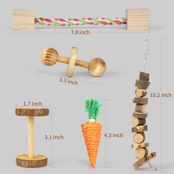 

New Hamster Chew Toys, Natural Wooden Pine Guinea Pigs Rats Chinchillas Toys Accessories Dumbbells Exercise Ball Roller Teeth Ca