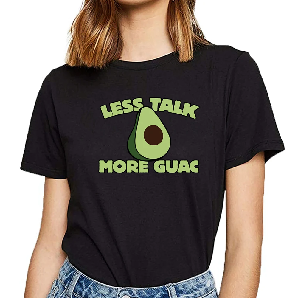 Tops T Shirt Women less talk more guac avaca Comic Inscriptions Cotton Female Tshirt | Женская одежда