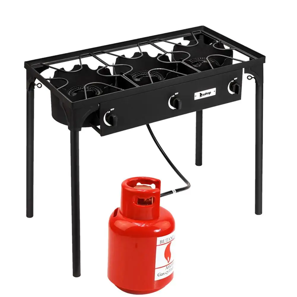 

Outdoor Camp Cooker Gas Stove High Pressure Propane Gas Cookware Picnic Cooking Camping Tool Patio Cooking Burner 225000-BTU
