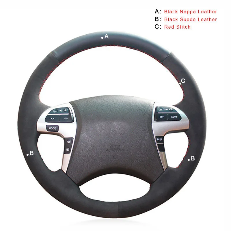 Suede and Nappa Авто оплетка на Руль Обложка для Toyota Highlander 2008 2009 2010 2011 2012 2013 Camry Вручную прошитый рулевого колеса автомобиля крышки - Название цвета: Suede and Nappa