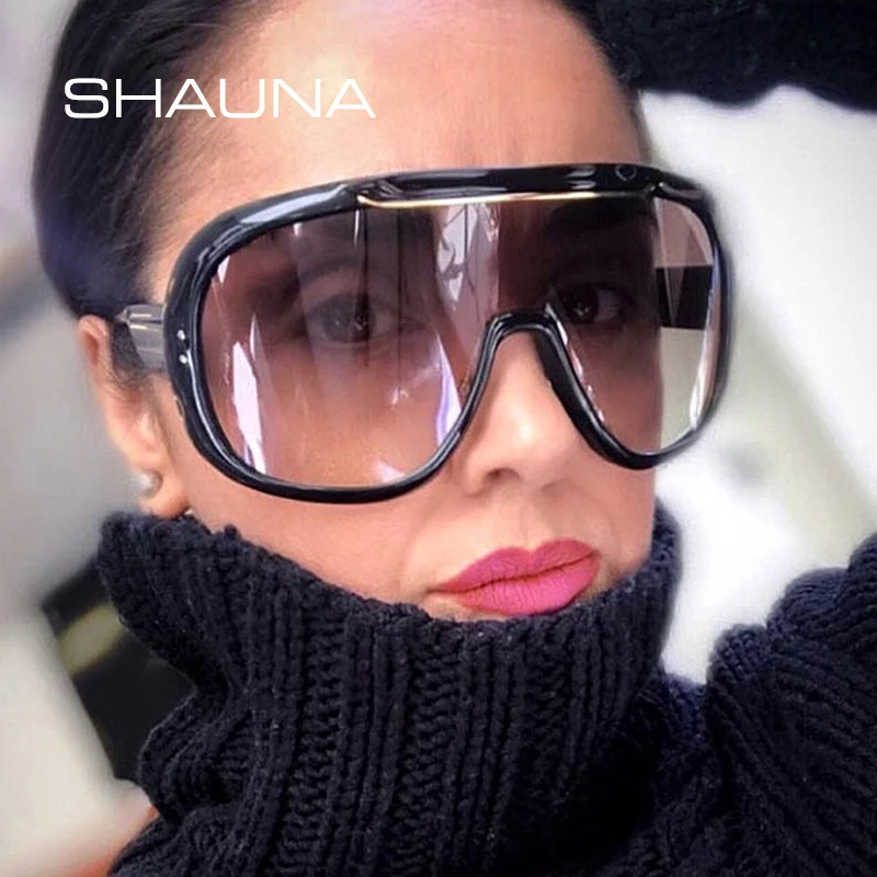 

SHAUNA Oversize Cover One Piece Goggle Sunglasses Women Fashion Big Frame Men Windproof Mirror Coating Shades