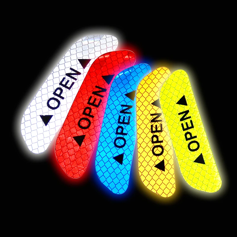 4pcs Car OPEN Reflective Tape Warning Mark Open Notice Bicycle Accessories Exterior Door Stickers DIY | Автомобили и мотоциклы