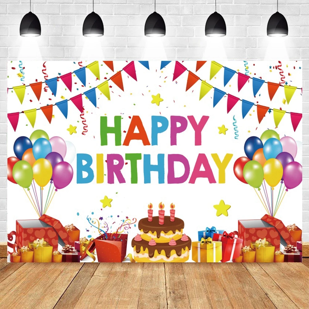 

Yeele Childen Baby Shower Happy Birthday Balloon Cake Gift Backdrop Photography Decoration Background Photocall For Photo Studio
