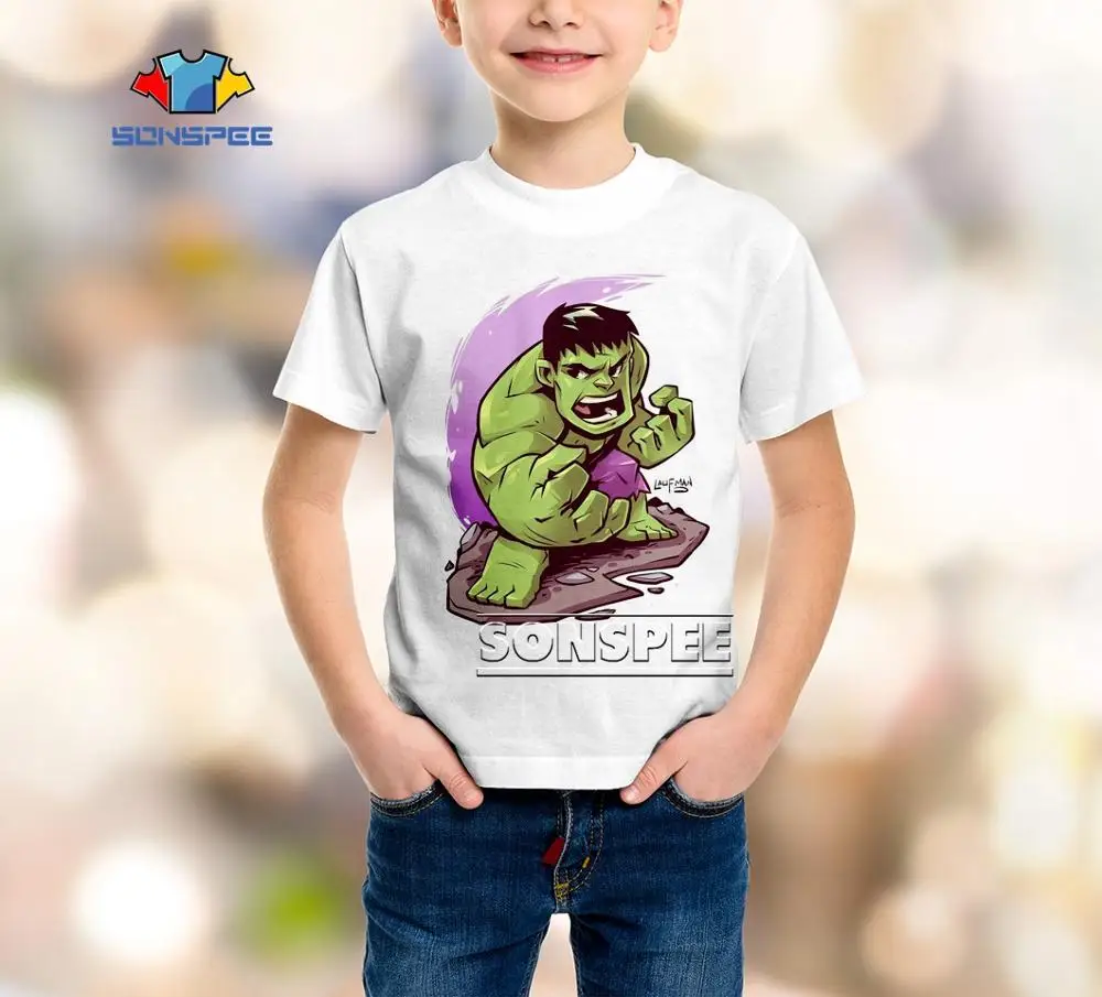 SONSPEE Халк Зеленый Harajuku герой Marvel для мальчиков и девочек подростков модная футболка Аниме Повседневная мультфильм 3D печать короткий рукав футболки A553 - Цвет: 10