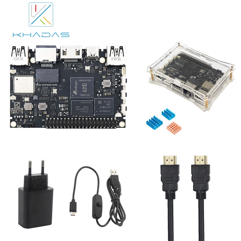 Buen valor Khadas VIM3 básicos SBC Amlogic A311D ordenadores de placa única con 5,0 TOPS NPU AI tensorflow x4 Cortex-A73 x2 A53 núcleos OnwZe3q8wR9