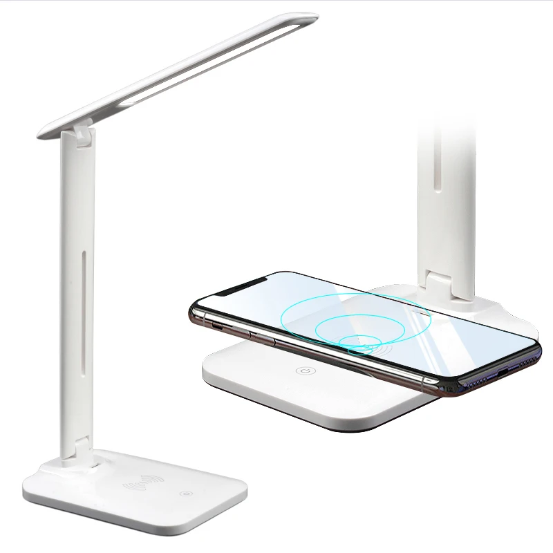 QI Wireless Charger 2 In 1 LED Table Desk Lamp Multi-Function Reading Light with DC 5V USB Charging