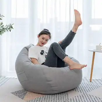 

Lazy Sofas Cover Chairs Without Filler Linen Cloth Lounger Seat Bean Bag Pouf Puff Couch Tatami Living Room Bean Bag Chairs