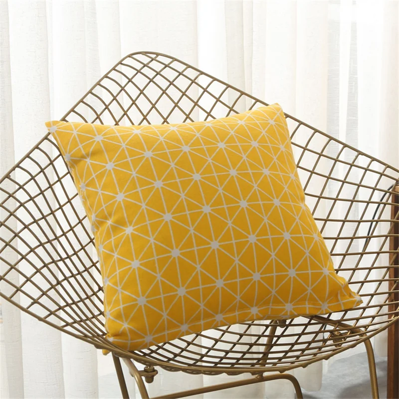 Customized Pillow DIY Printed Flannel Linen Cushion Pillow Stripe Lattice Square Home Decoration