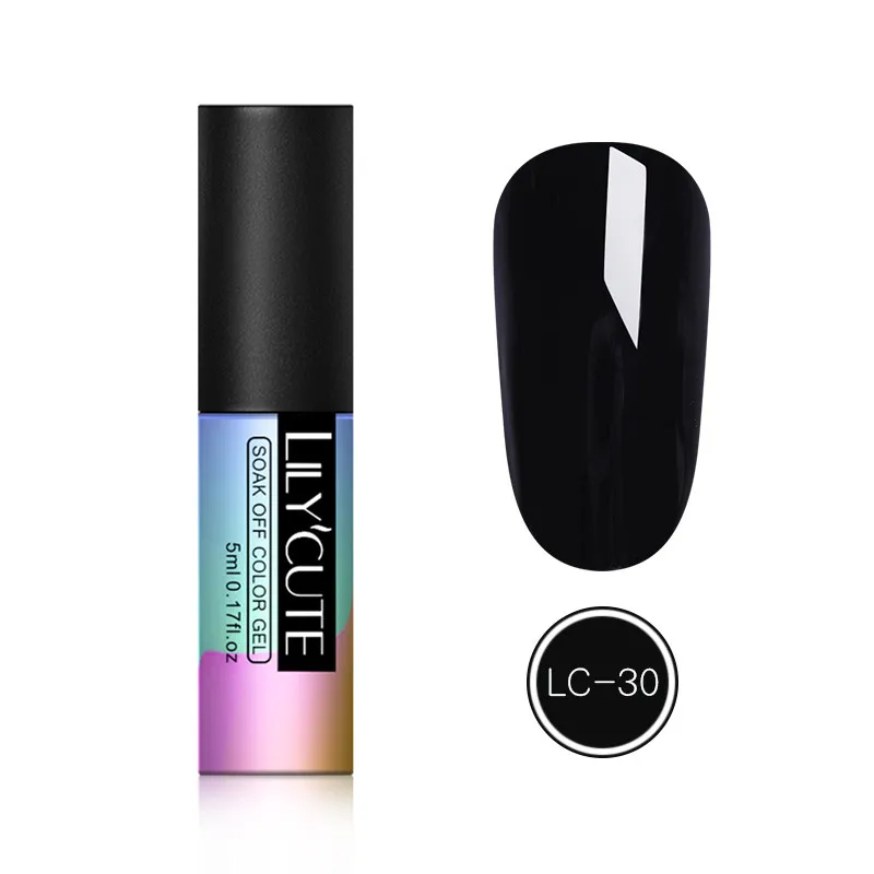 black gel LILYCUTE розовый золотой УФ-Гель-лак 5 мл замачиваемый Блестящий лак для ногтей замачиваемый Сияющий УФ-гель долговечный гель для дизайна ногтей - Цвет: black gel