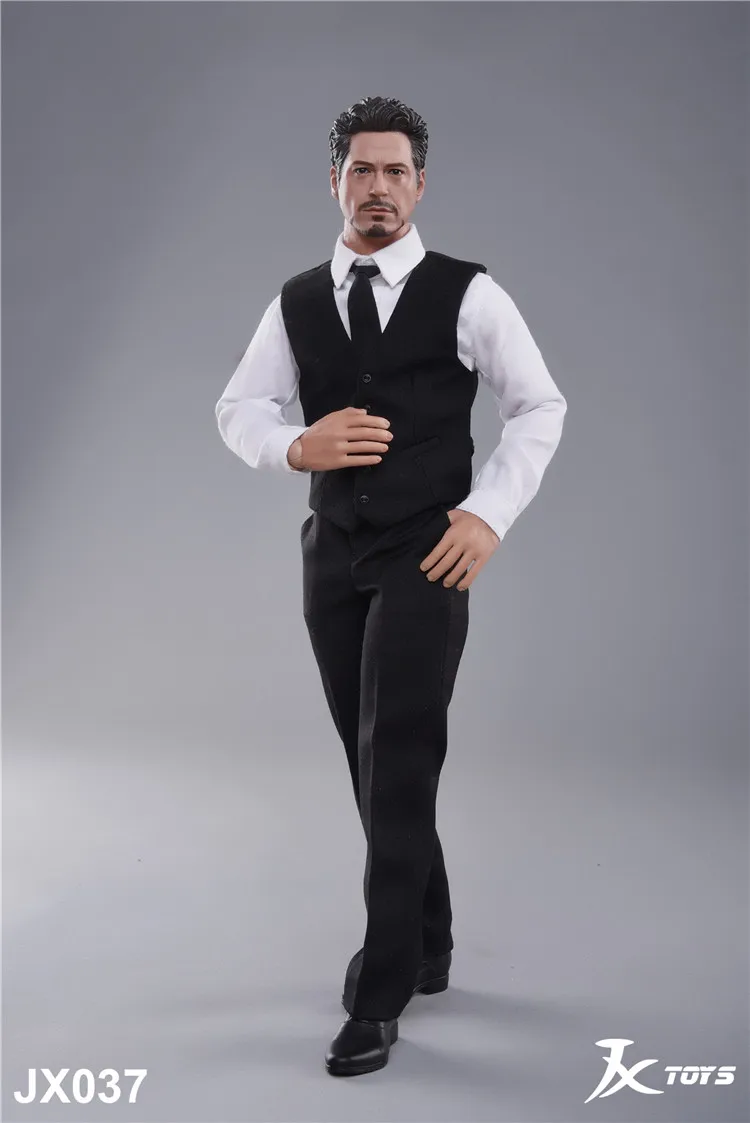 JXTOYS-037 1/6 Scale Male Figure Clothes Vest Suit Iron Man Tony Head Body Gentleman Clothes SModel for 12'' Action Figure DIY