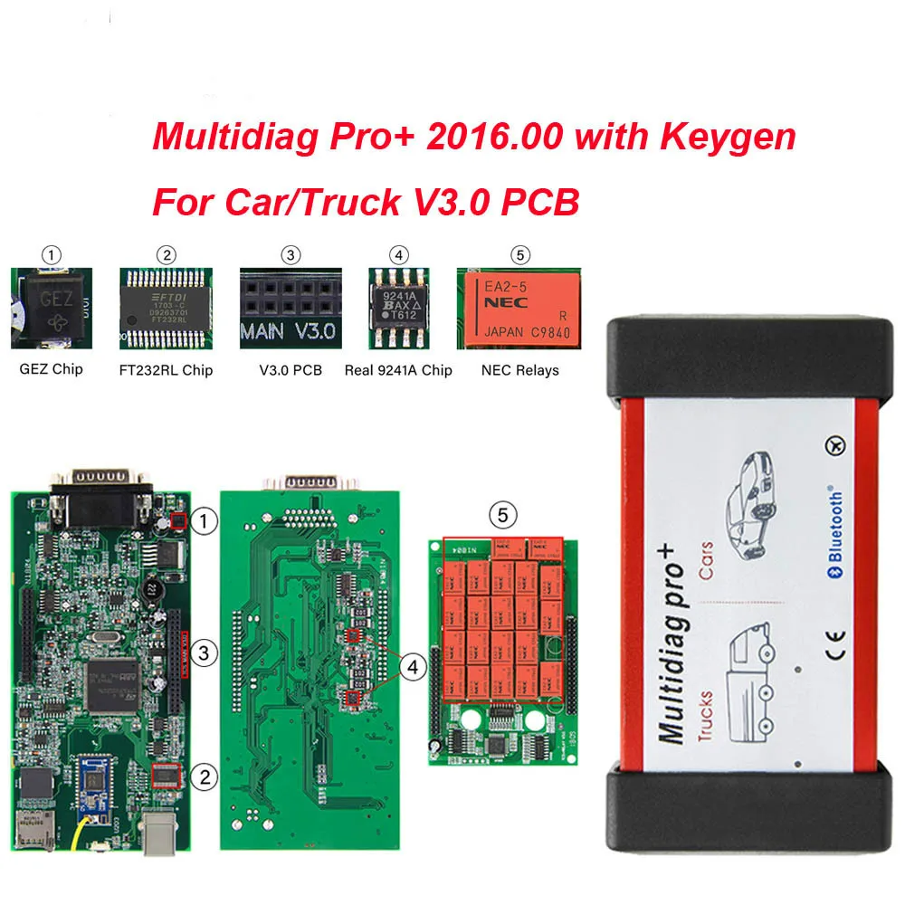 V3.0 PCB WOW NEC Relays 2016.00 free Keygen OBD OBD2 Bluetooth Scanner Car Diagnostic Auto tool Multidiag Pro+ For Cars Trucks | Автомобили
