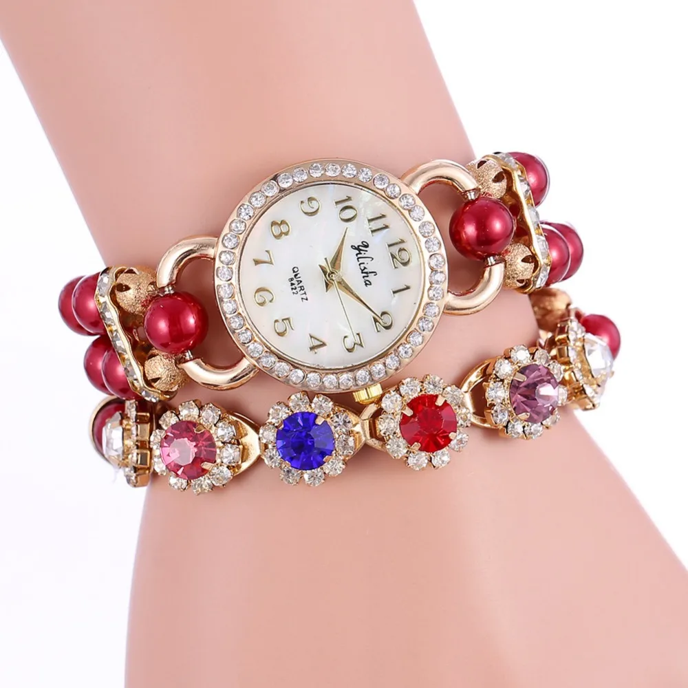 

New Listing FashionCrystal RhinestonesWomen Watch Pearl Bracelet Watch Fashion Women Quartz Watch Luxury Accessories Reloj Mujer
