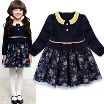 

Autumn New Pattern Princess Girls CAsual Long Sleeve A-Line Print Dress