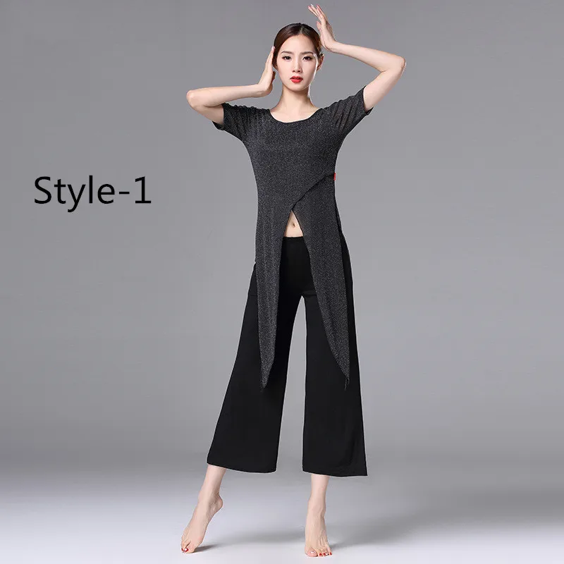 2pcs Style-1 Женская одежда для танца живота, костюм для танца живота из молочного шелка, 2 шт.(топ брюки/штаны), одежда для танца живота для девочек, костюм - Цвет: 2pcs Style-1