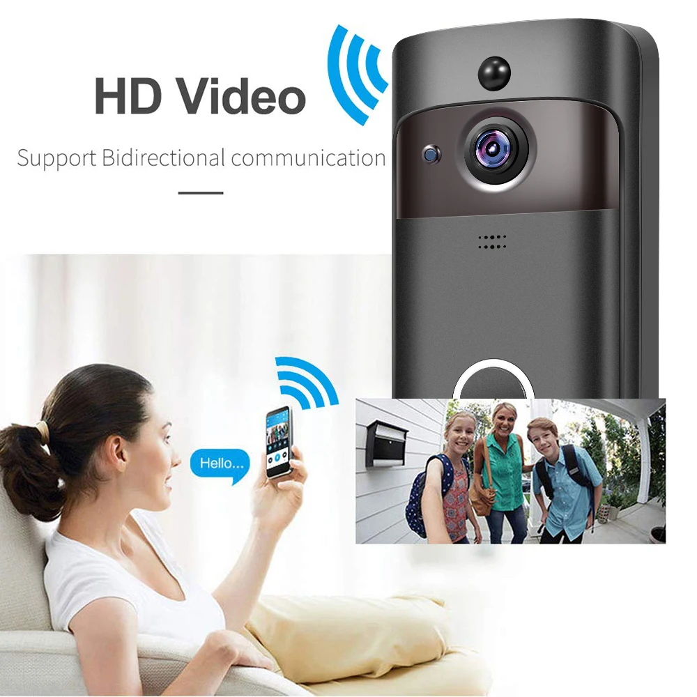 Wi-Fi, видеопереговорное устройство глазок дверной звонок, камера перезвон 1080P HD ИК Ночное видение 160 градусов Беспроводной удаленно