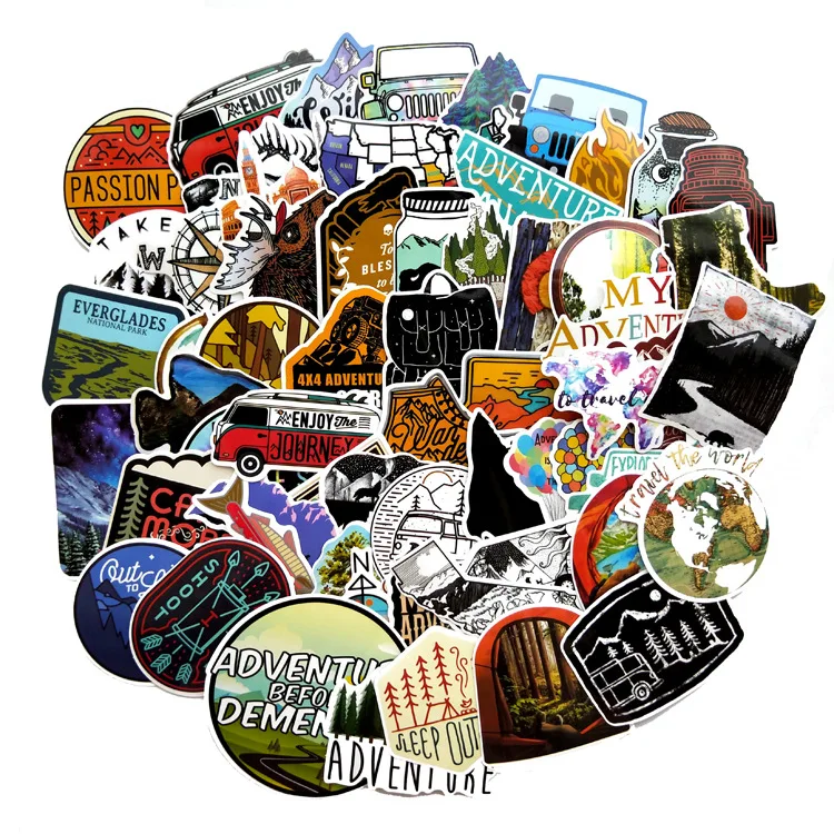 65pcs/1ot Camping Graffiti Stickers Outdoor Travel Sticker for DIY Luggage Laptop Skateboard Car Motorcycle Bicycle | Игрушки и хобби