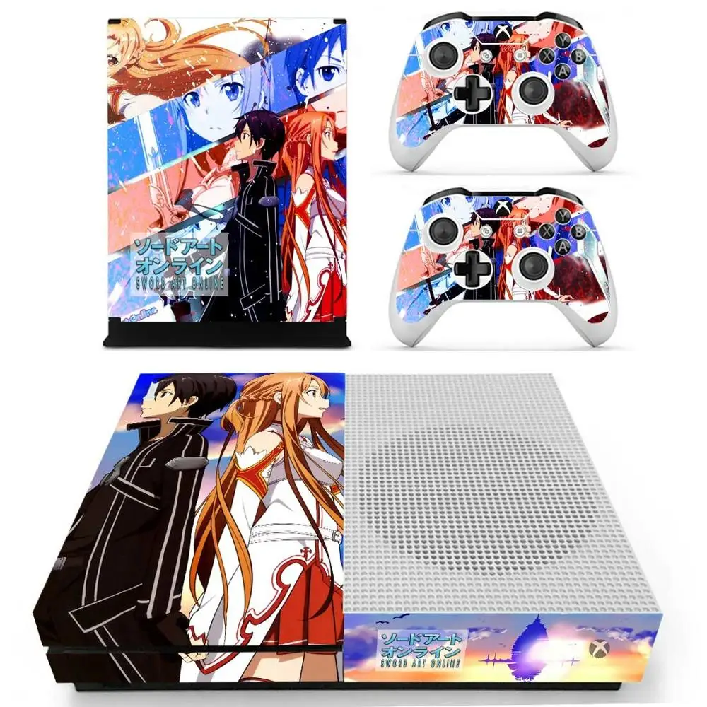 Sword Art Online One Slim sticker s для Xbox One S Skin sticker Pegatina для Xbox one Slim консоль и два контроллера