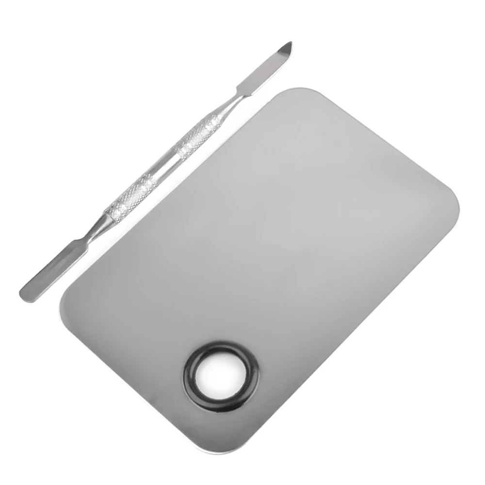 Палитра шпателя из нержавеющей стали для дизайна ногтей, инструменты для смешивания основы, квадратная палитра для макияжа ногтей