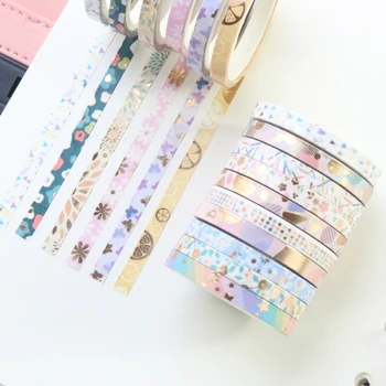 

Domikee cute gold foil Japanese decorative DIY washi paper masking tape set for journal planner diary notebooks stationery 24pcs