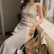 Женское осенне-зимнее модное шерстяное платье с v-образным вырезом