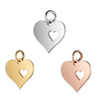Aiovlo-abalorios creativos de acero inoxidable para fabricación de joyas, accesorios de corazón de amor, suministros para colgantes, 5 unids/lote