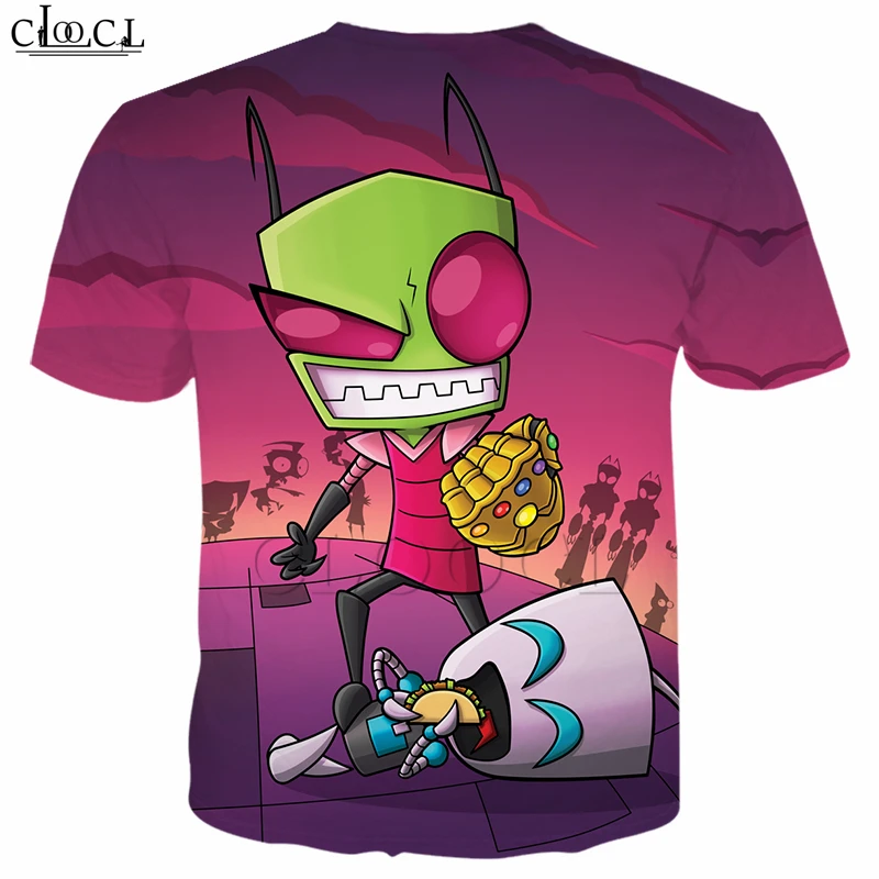 Anime Invader ZIM Printing T Shirts Men Women Cartoon 3D T Shirt Funny Alien Print Short Sleeve Sportswear Casual Pullovers