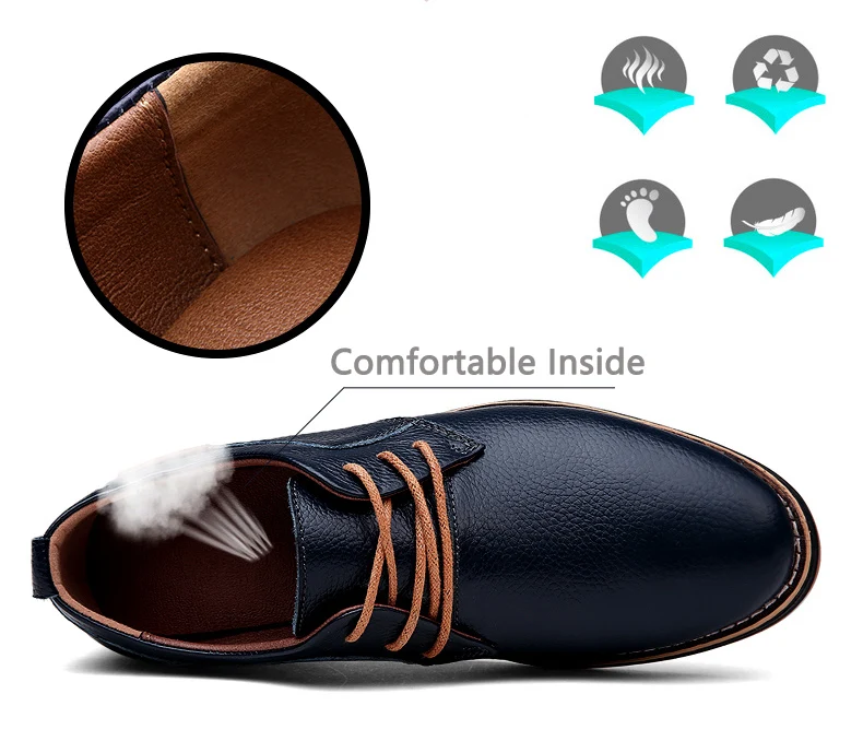 Full Grain Leather Men Shoes Casual Classic leather shoes male Comfortable Footwear Oxford shoes for men flats Big Size 38-48
