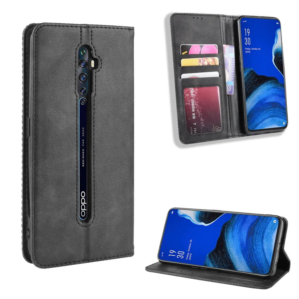 

Retro Magnetic Wallet TPU+PU Leather Holder Flip Phone Case Cover For OPPO A9 2020 Reno 10X Zoom Realme C2 K1 F11 PRO A9 A 5 XT