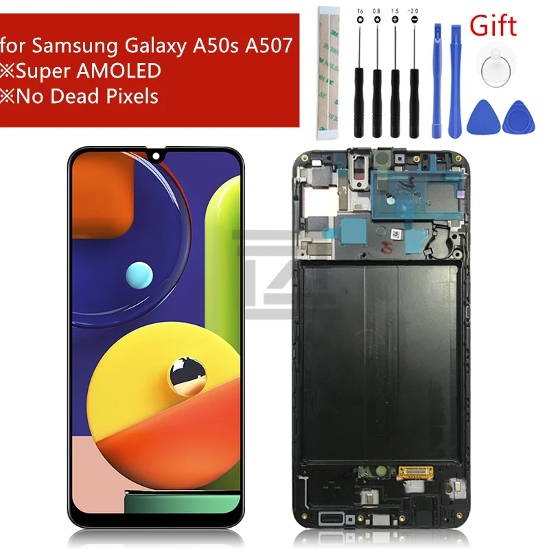 Сменный сенсорный ЖК экран AMOLED для Samsung galaxy A50s A507 A507F/DS|Экраны мобильных телефонов|