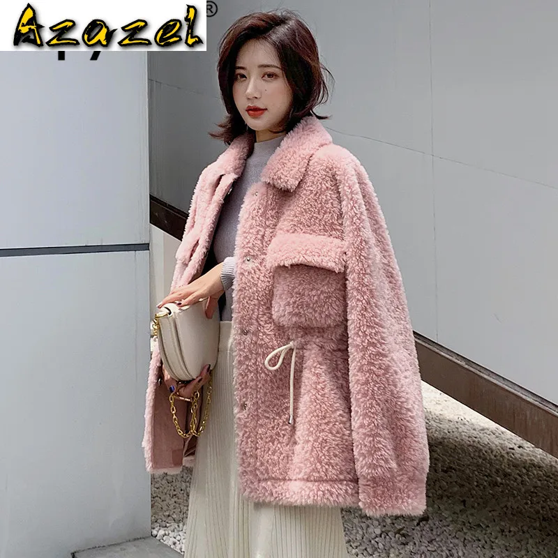 

100% Wool Jacket Real Fur Coat Korean Sheep Shearling Autumn Winter Coat Women Clothes 2020 Women Tops Abrigo Mujer B19F22196