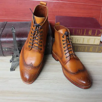 

Goodyear Manmade Shoes Wear Business Bovine Custom-made Shoes Genuine Three Joints Carved Tip Round Toe Formal Pointed Toe Ankle