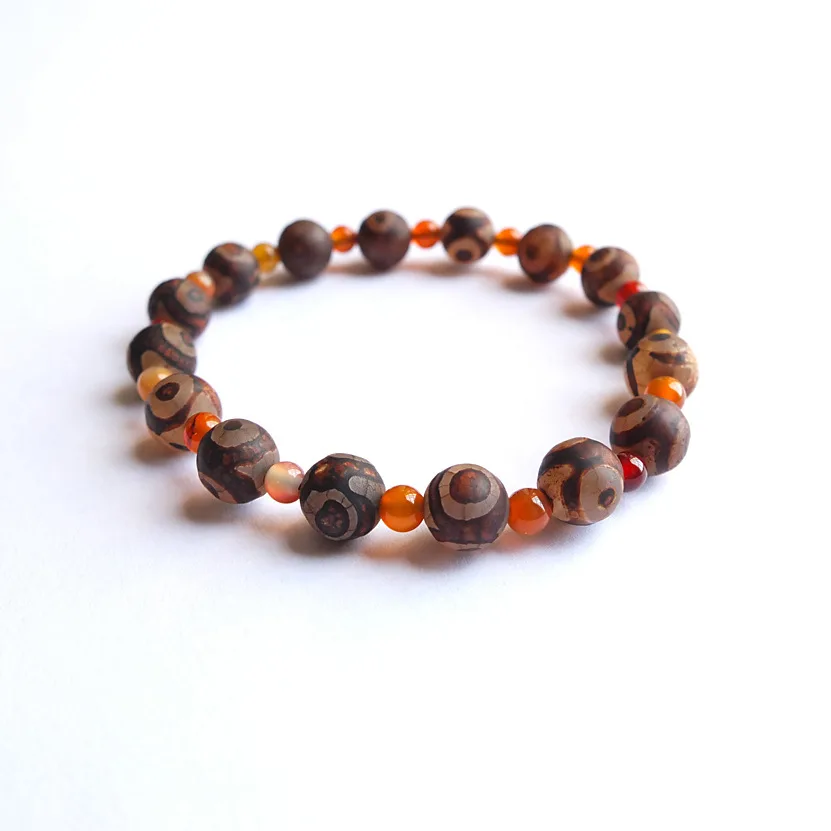 

Manufacturers Direct Selling Natural Tibet Beads Agate Bracelets Old Beads Three-Eyed Tibet Beads Agate round Beads Bracelets Sm