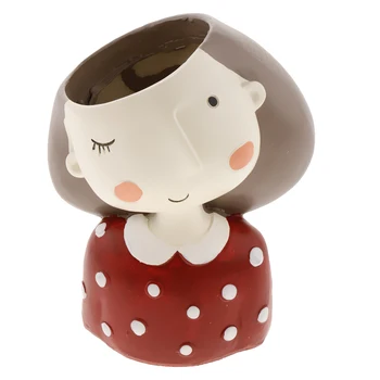 

1Pcs Cute Cartoon Girl Flowerpot Home Decoration Succulent Pot Mini Flower Vase,3.35x2.95x3.94inch