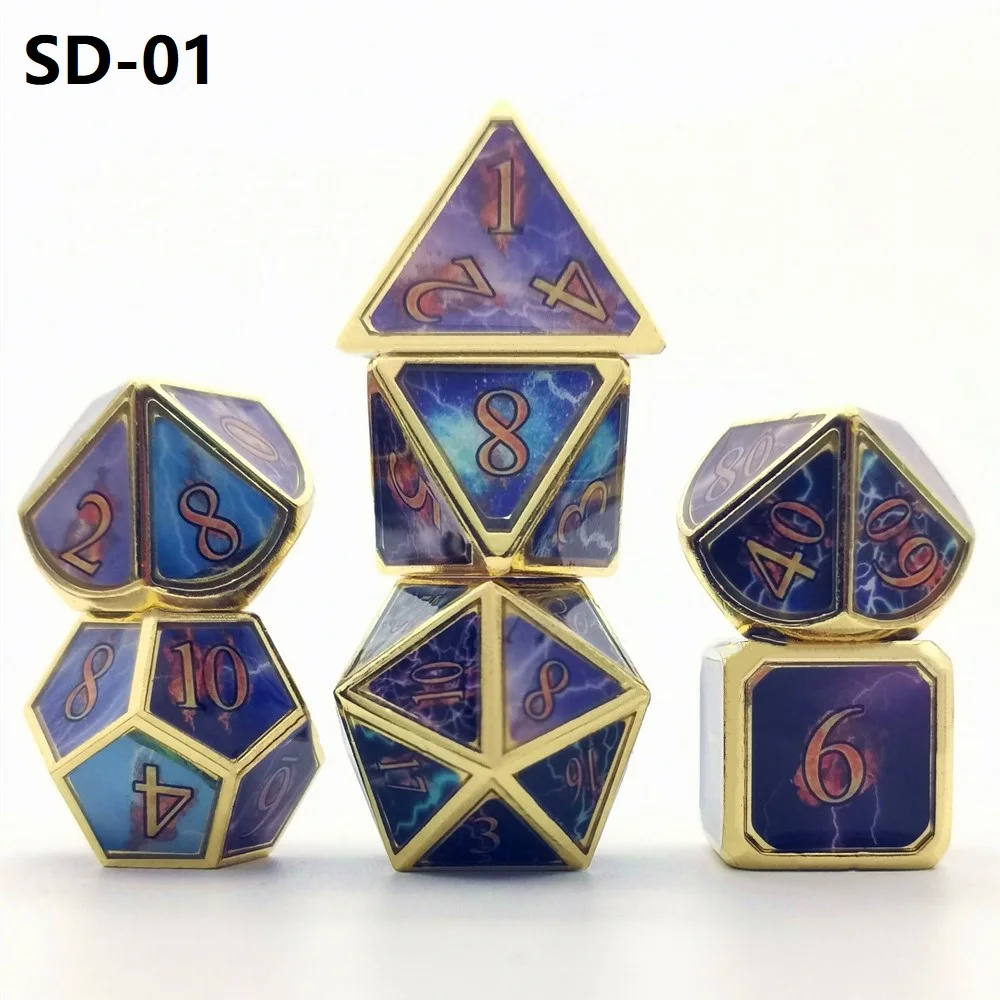 

New Metal DND Dice Set D20 Dados Rol Polyhedral RPG Dice Playing Dobbelstenen Dobbel Game Dobbelspel kostki do gry Dadi 7pcs/Set